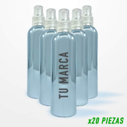 20 Botellas Pet 125ml Metalizado Plata con Atomizador
