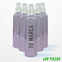 20 Botellas Pet 125ml Metalizado Rosa con Atomizador