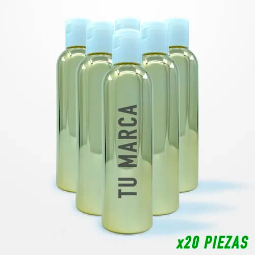 20 Botellas Pet 125ml Metalizado Oro con Tapa Flip Top