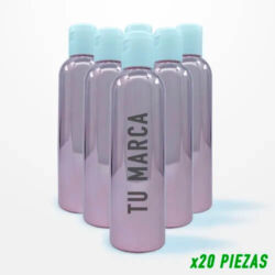 20 Botellas Pet 125ml Metalizado Rosa con Tapa Flip Top