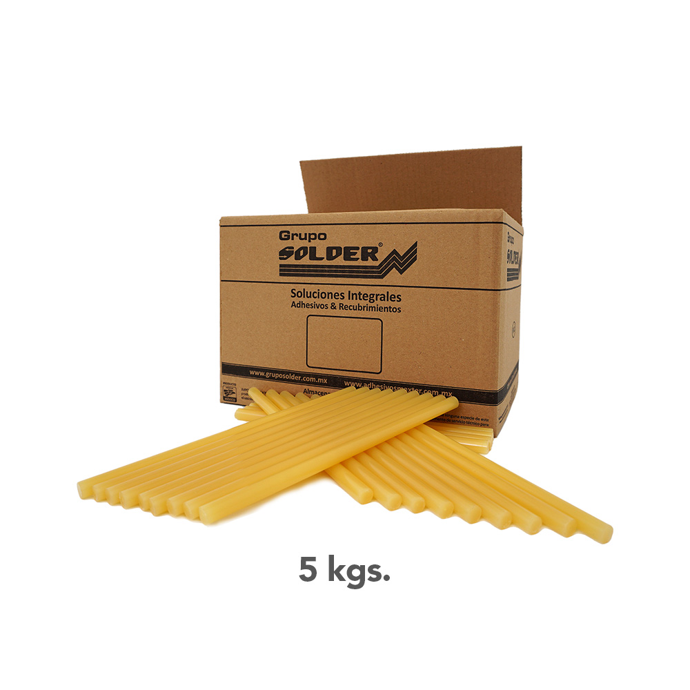 Adhesivo Crossmelt 3812 5 kgs Barras de adhesivo de 11 pulgadas especialmente diseñadas para trabajar con cartón para armado, cerrado y sellado de cajas.